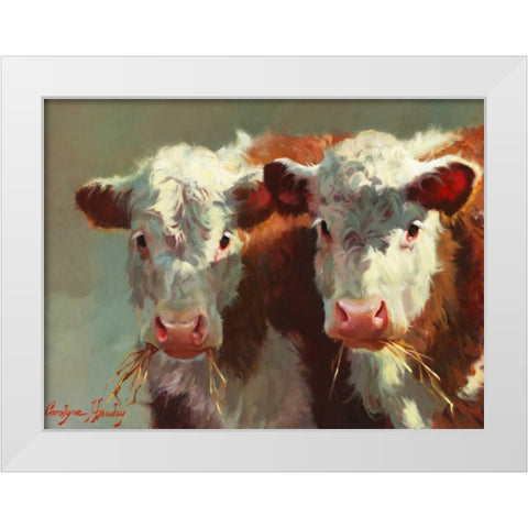 Cow Belles White Modern Wood Framed Art Print by Hawley, Carolyne