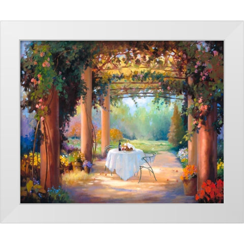 Vino al Fresco White Modern Wood Framed Art Print by Hawley, Carolyne