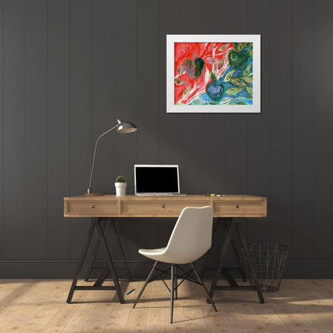 Apples I White Modern Wood Framed Art Print by Harrington, Danielle