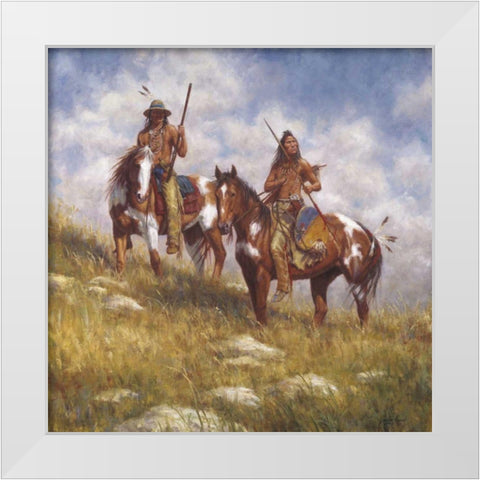 Keepers of the Prairie White Modern Wood Framed Art Print by Ayers, James