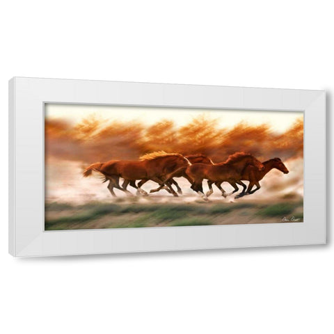Blazing Herd II White Modern Wood Framed Art Print by Drost, David