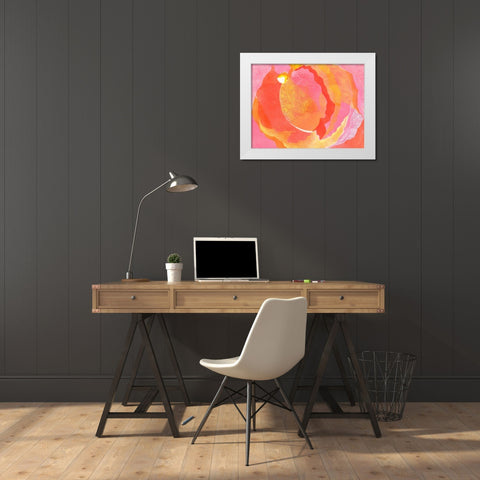 Cabbage Rose I White Modern Wood Framed Art Print by Roth, Carolyn