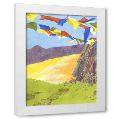 Prayer Flags III White Modern Wood Framed Art Print by Roth, Carolyn