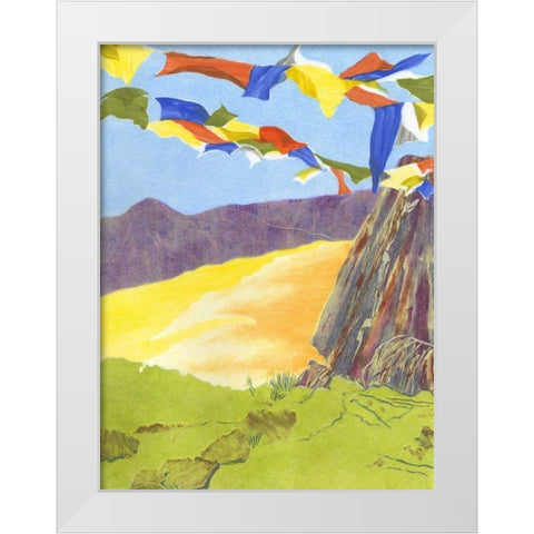 Prayer Flags III White Modern Wood Framed Art Print by Roth, Carolyn