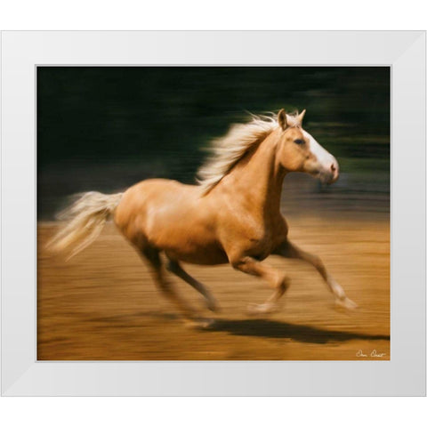 Blazing Horse I White Modern Wood Framed Art Print by Drost, David