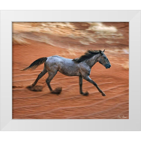 Blazing Horse II White Modern Wood Framed Art Print by Drost, David