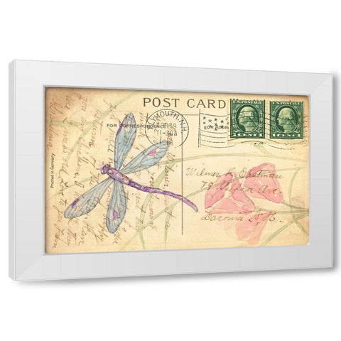 Postcard Dragonfly I White Modern Wood Framed Art Print by Pallan, Nancy S.