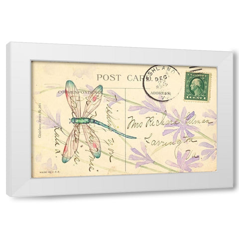 Postcard Dragonfly III White Modern Wood Framed Art Print by Pallan, Nancy S.