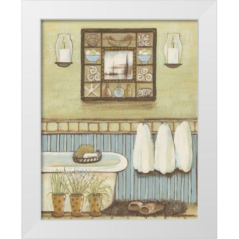 Seabreeze Bath II White Modern Wood Framed Art Print by Russell, Wendy