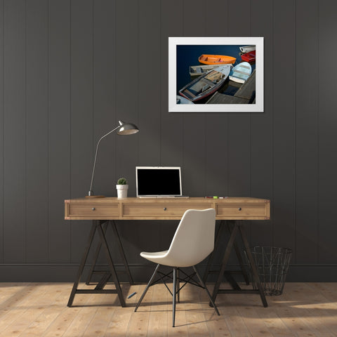 Row Boats II White Modern Wood Framed Art Print by Perry, Rachel