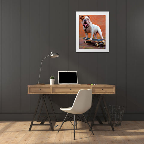 Bull Dog Nose Grind White Modern Wood Framed Art Print by McClintock, Robert