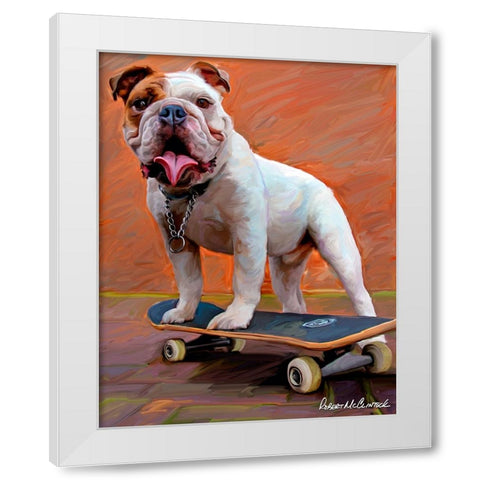Bull Dog Nose Grind White Modern Wood Framed Art Print by McClintock, Robert