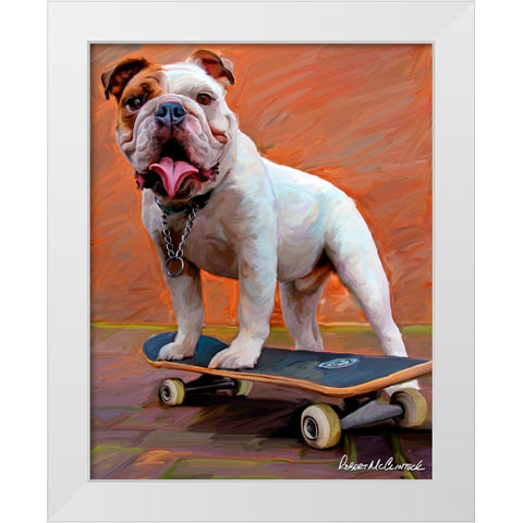 Bull Dog Nose Grind White Modern Wood Framed Art Print by McClintock, Robert