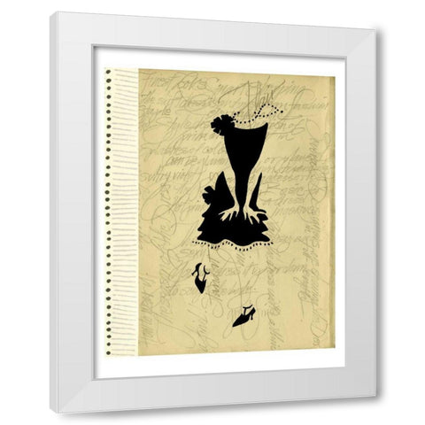 Flapper Fashion I White Modern Wood Framed Art Print by Della-Piana, Elissa