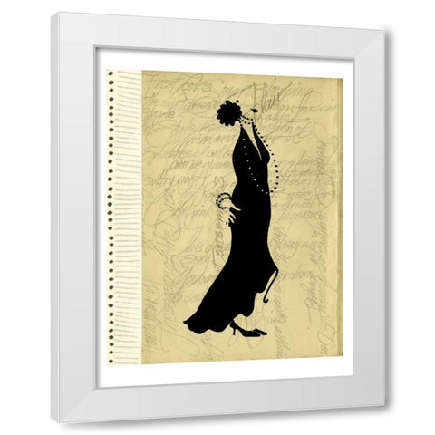 Flapper Fashion II White Modern Wood Framed Art Print by Della-Piana, Elissa