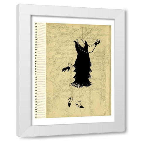 Flapper Fashion IV White Modern Wood Framed Art Print by Della-Piana, Elissa