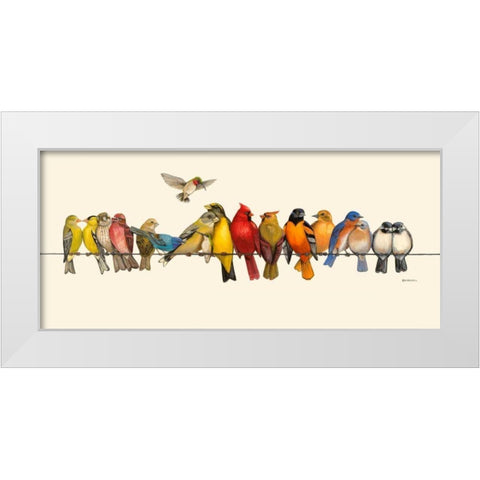 Bird Menagerie I White Modern Wood Framed Art Print by Russell, Wendy