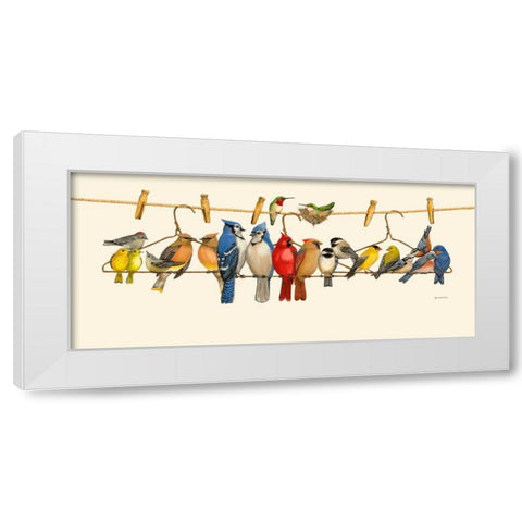 Bird Menagerie II White Modern Wood Framed Art Print by Russell, Wendy