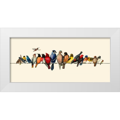 Bird Menagerie III White Modern Wood Framed Art Print by Russell, Wendy