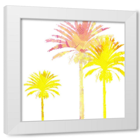 Sunny Palm I White Modern Wood Framed Art Print by Mountain, Ricki