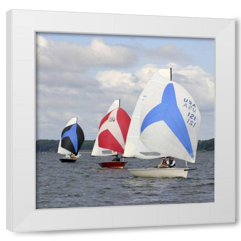 Water Racing I White Modern Wood Framed Art Print by Project, A.