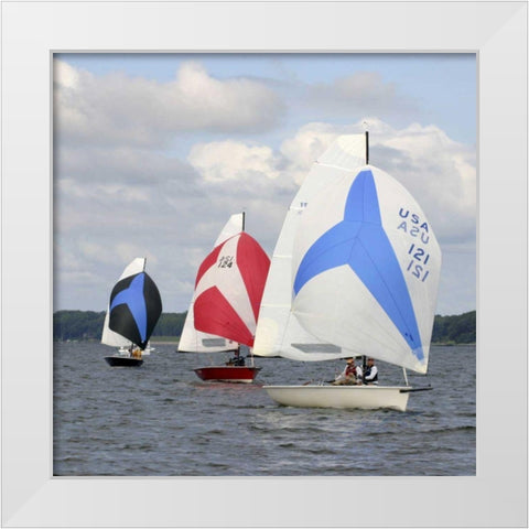Water Racing I White Modern Wood Framed Art Print by Project, A.