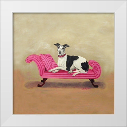 Italian Greyhound on Pink White Modern Wood Framed Art Print by Dillon, Carol