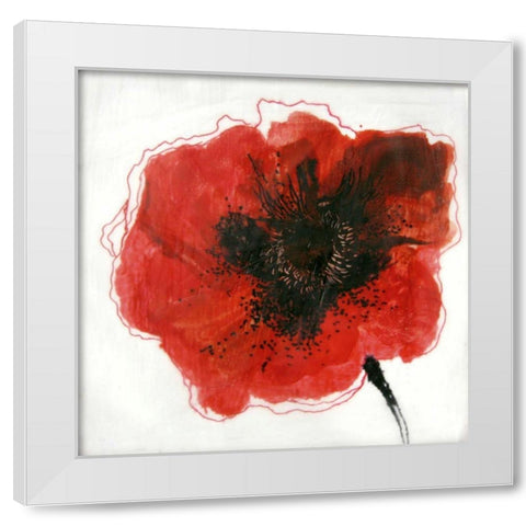 Red Drops I White Modern Wood Framed Art Print by Open Journey
