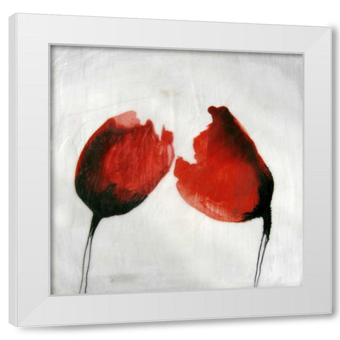Red Drops II White Modern Wood Framed Art Print by Open Journey