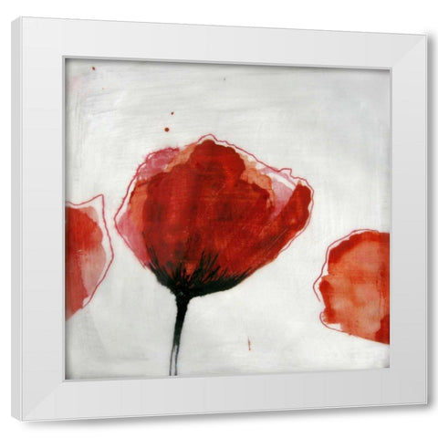 Red Drops III White Modern Wood Framed Art Print by Open Journey