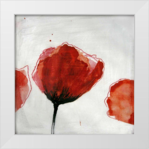 Red Drops III White Modern Wood Framed Art Print by Open Journey