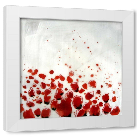Red Drops VIII White Modern Wood Framed Art Print by Open Journey