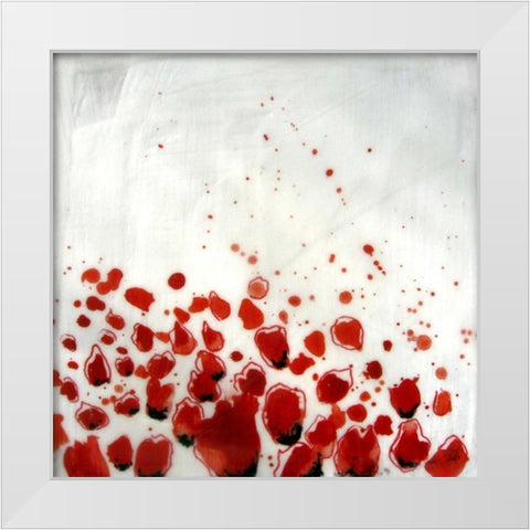 Red Drops VIII White Modern Wood Framed Art Print by Open Journey