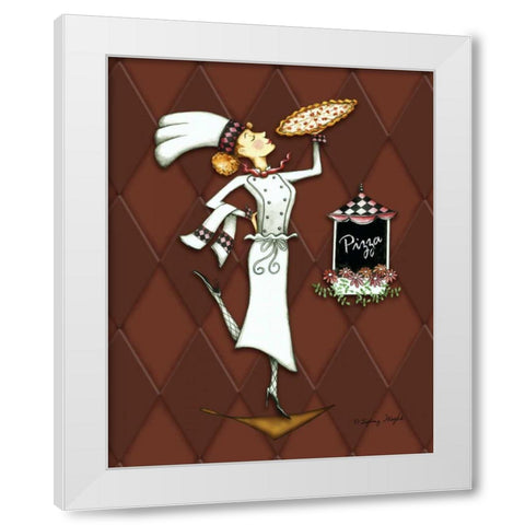 Miss Pizza White Modern Wood Framed Art Print by Wright, Sydney