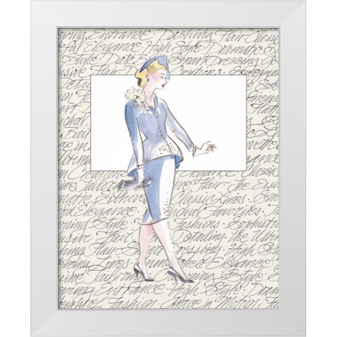 50s Fashion V White Modern Wood Framed Art Print by Della-Piana, Elissa
