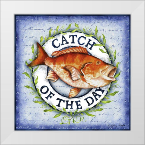 Seafood Sign II White Modern Wood Framed Art Print by Wright, Sydney