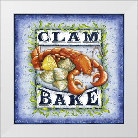 Seafood Sign III White Modern Wood Framed Art Print by Wright, Sydney