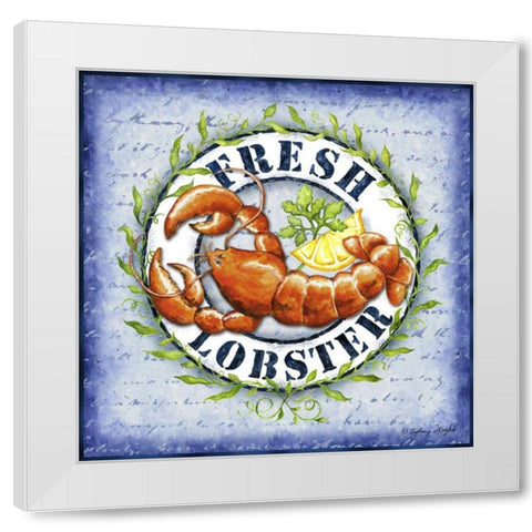 Seafood Sign IV White Modern Wood Framed Art Print by Wright, Sydney
