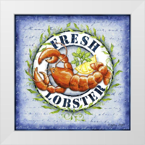 Seafood Sign IV White Modern Wood Framed Art Print by Wright, Sydney