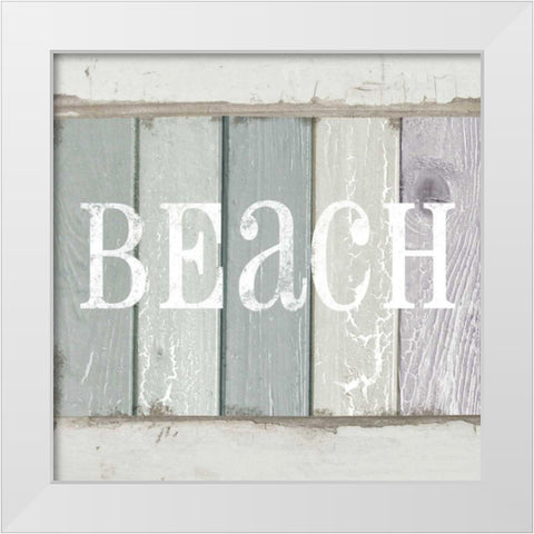 Beach Sign IV White Modern Wood Framed Art Print by Beth Anne Creative