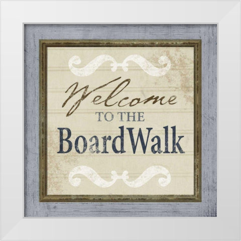 Beach Sign XI White Modern Wood Framed Art Print by Beth Anne Creative