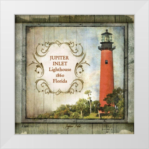 Florida Lighthouse V White Modern Wood Framed Art Print by Beth Anne Creative