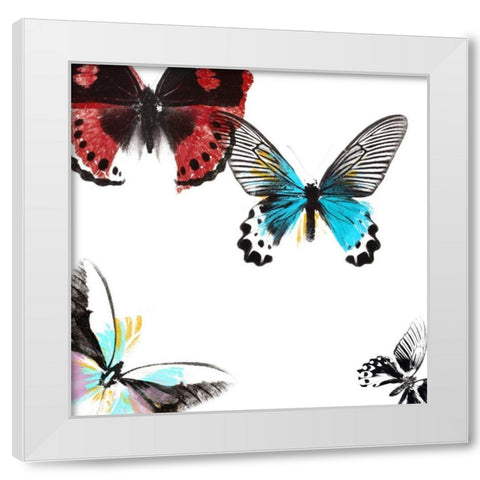 Butterflies Dance I White Modern Wood Framed Art Print by Project, A.