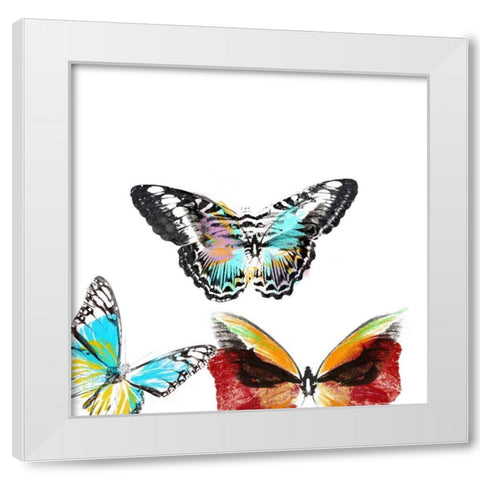 Butterflies Dance II White Modern Wood Framed Art Print by Project, A.