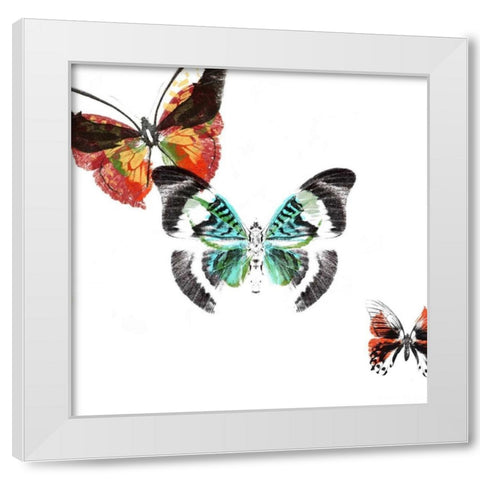 Butterflies Dance III White Modern Wood Framed Art Print by Project, A.