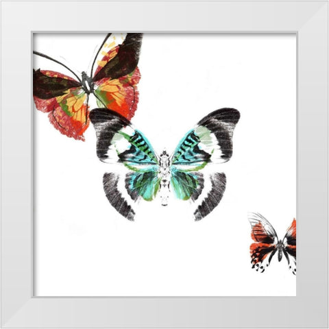 Butterflies Dance III White Modern Wood Framed Art Print by Project, A.