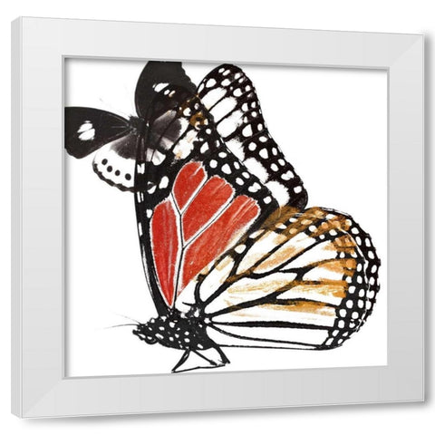 Butterflies Dance IV White Modern Wood Framed Art Print by Project, A.
