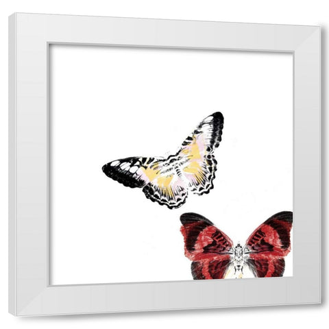 Butterflies Dance V White Modern Wood Framed Art Print by Project, A.