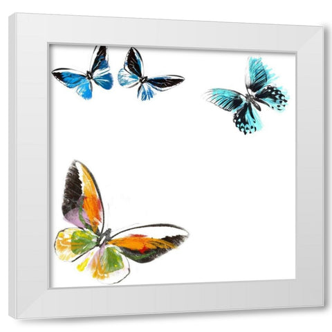 Butterflies Dance VII White Modern Wood Framed Art Print by Project, A.