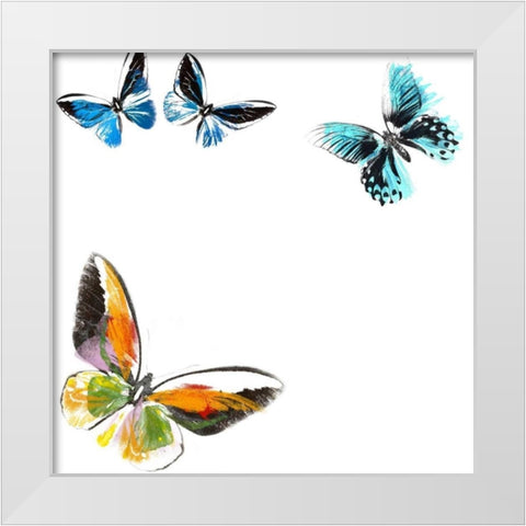 Butterflies Dance VII White Modern Wood Framed Art Print by Project, A.